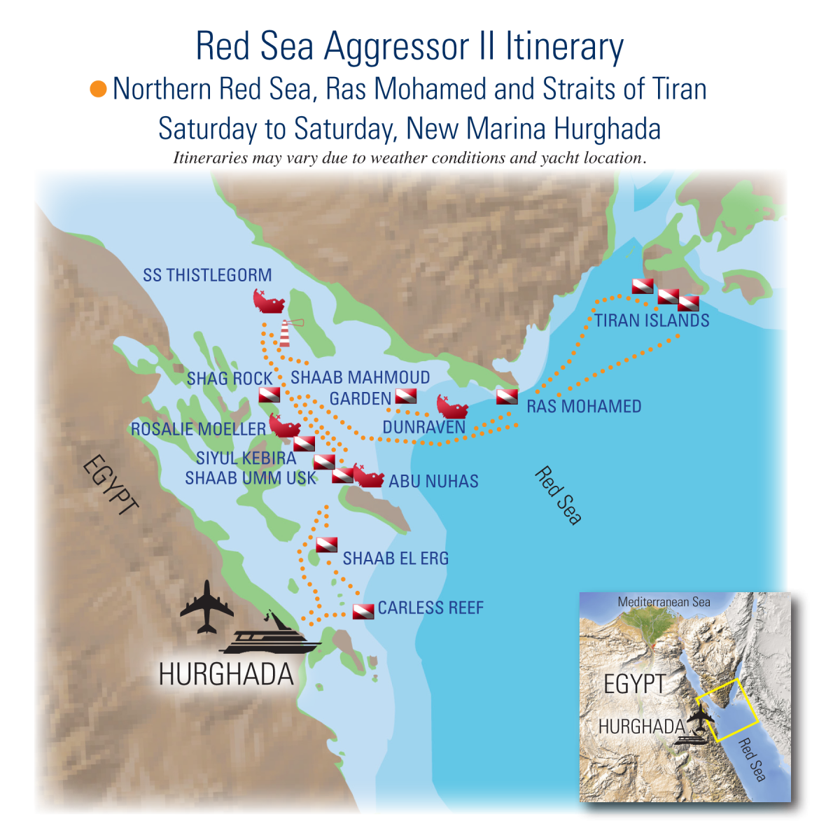 Red Sea Aggressor II Itinerary